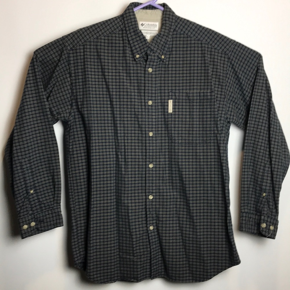 Columbia Large L/S Blue Plaid Button Shirt